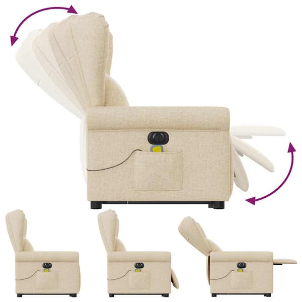 vidaXL Lyftbar massagefåtölj, elektrisk, vilstol, krämfärgad