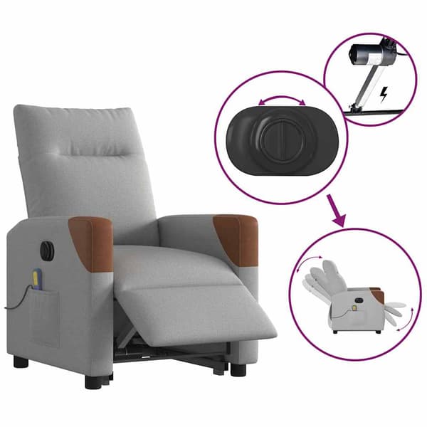 vidaXL Elektrisk lyftande massagefåtölj, vilstol, grå