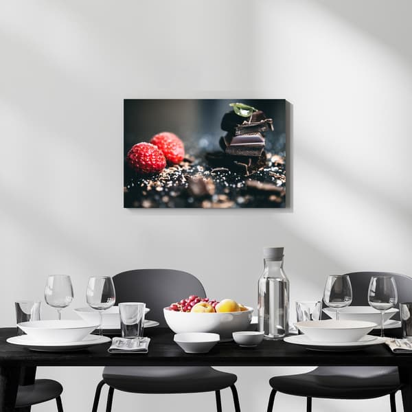 Lærredstryk Køkken Hindbær med Chokolade 40x30