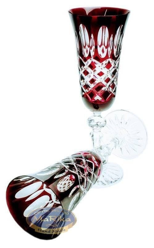 Rubin krystal champagneglas 150 ml olivengitter