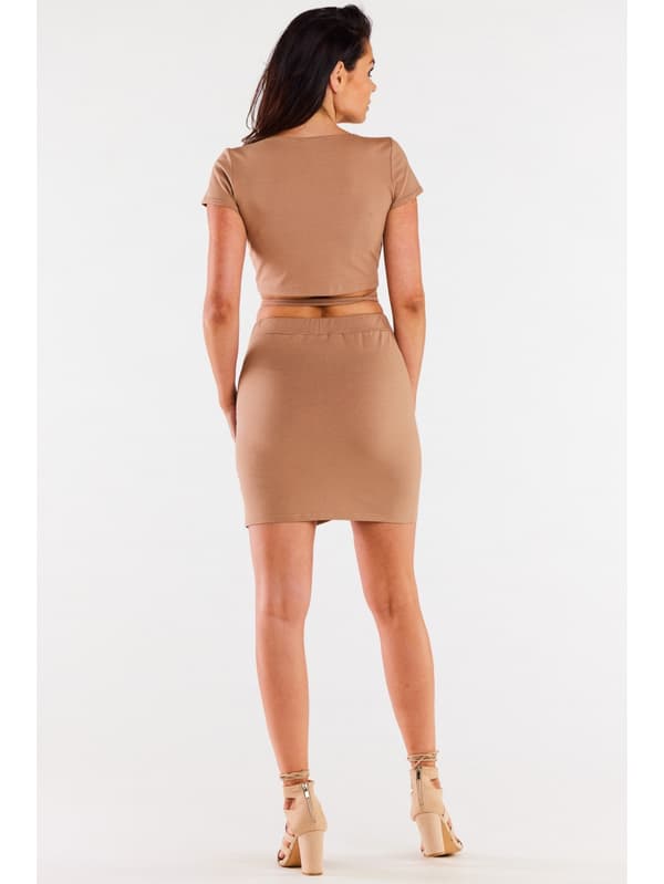 Minikjol i bomull, beige XL