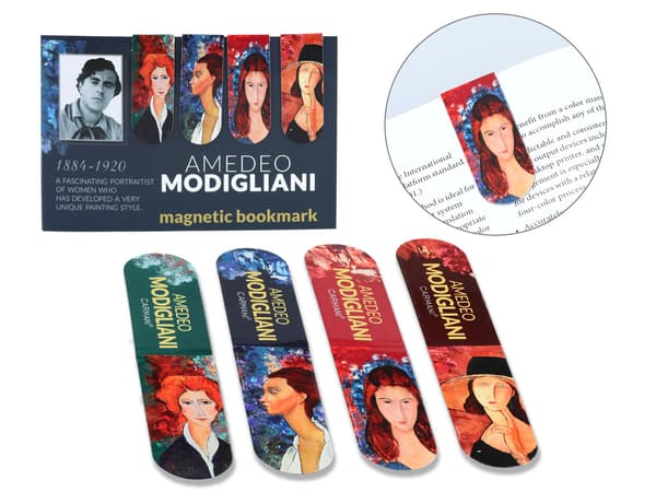 Set med 4 magnetiska bokmärken - A. Modigliani (CARMANI)