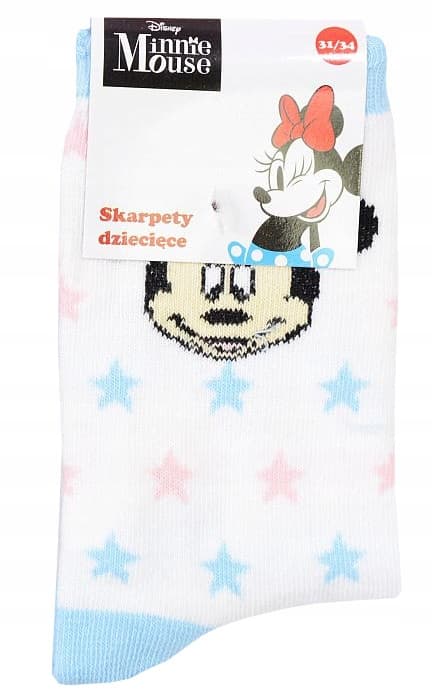 MINNIE MOUSE PIGER EVENTYRSTRØMPER hvide med stjerner 31/34 D040A