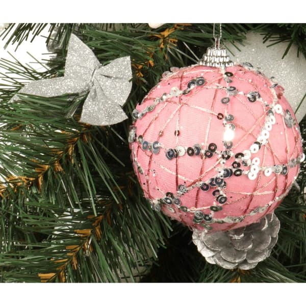Rosa frigolitkula med glitter