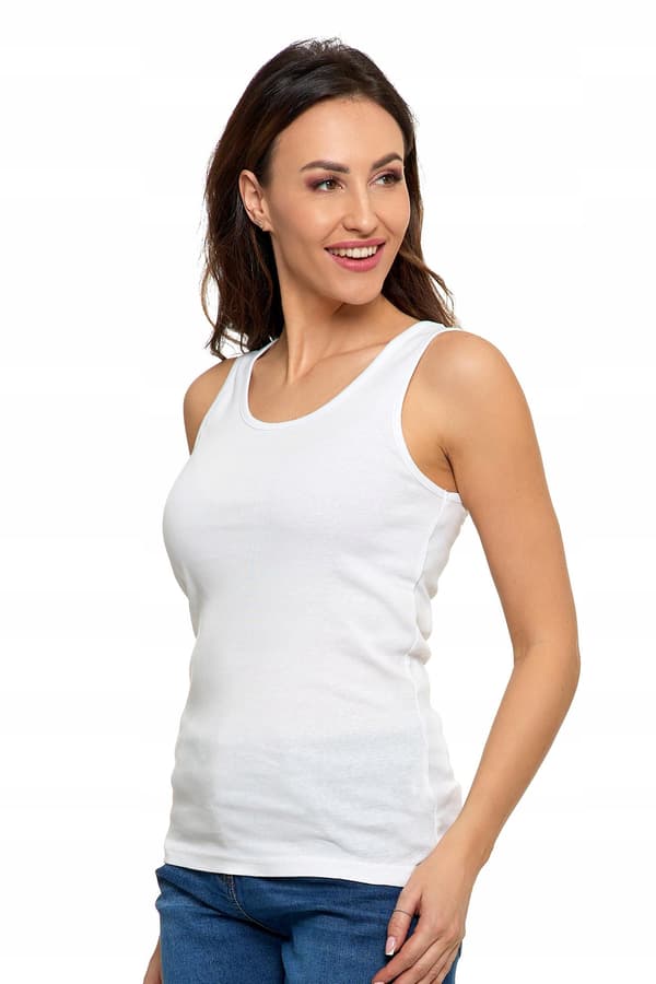 Dame bomulds tanktop med stropper Classic MORAJ L hvid