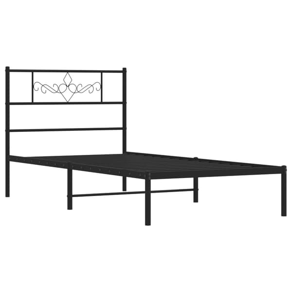 vidaXL metalsengestel med hovedgærde sort 90x190 cm