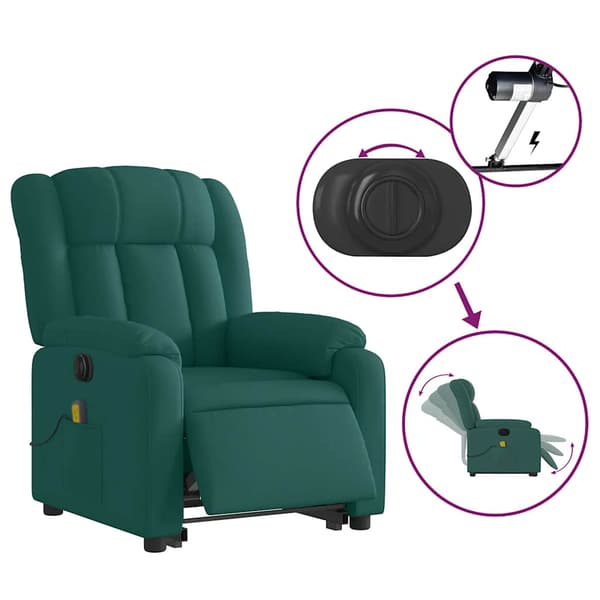 vidaXL Elektrisk lyftande massagefåtölj grön