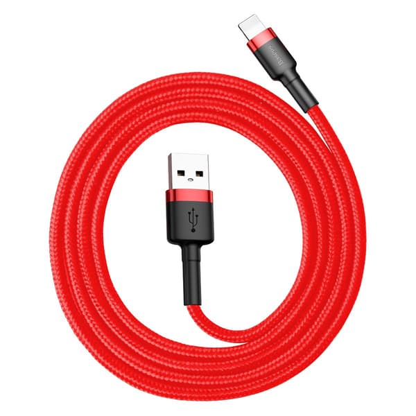 Hållbar Flexibel Kabel USB iPhone Lightning QC3.0 2.4A 1M Röd