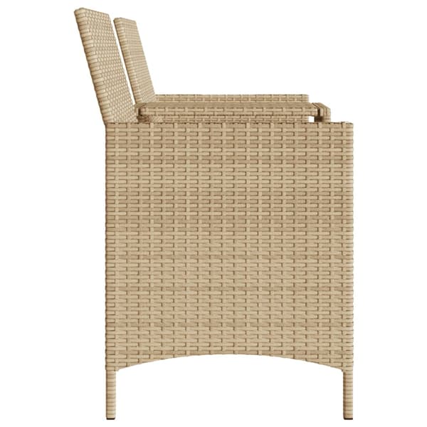 vidaXL 2-sits trädgårdssoffa med bord och pallar, beige, polyrotting