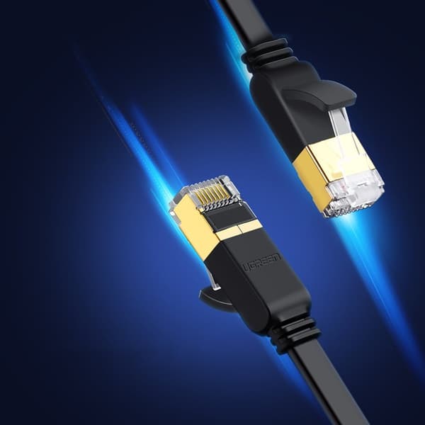 Platt patchkabel LAN STP RJ45 Cat 7 10Gbps 10m svart