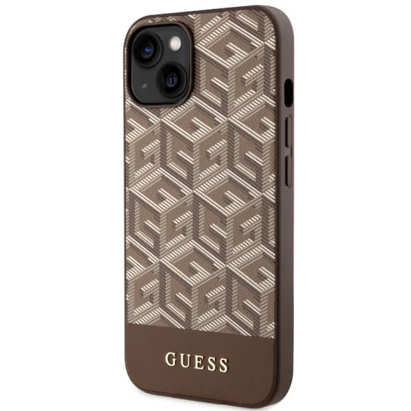 Guess GCube Stripes MagSafe-skal till iPhone 14 Plus, brunt