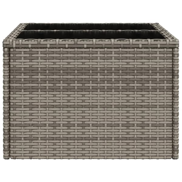 vidaXL Puutarhapöytä lasikannella harmaa 55x55x37 cm PE-rottinki