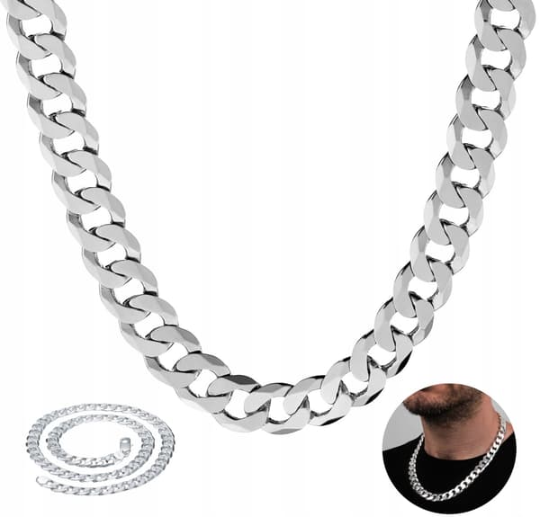 BRED Herrkedja Silverkedja 45cm Diamant + GRATIS