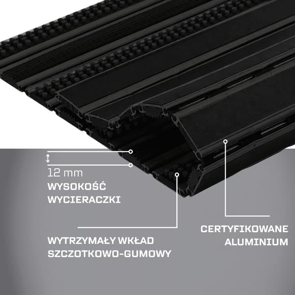 POLENTEX SVART DÖRRMAKER Combi Junior 12 BORSTE-GUMMIKARM 100x60
