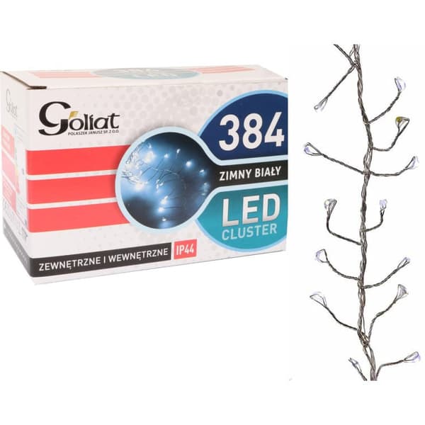 Kallvit 384 LED Caterpillar julbelysning, utomhus IP44, 3m + 2m strömkabel
