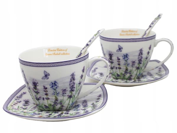 Set med 2 porslinsmuggar, 250 ml, i presentask - Lavender-kollektionen