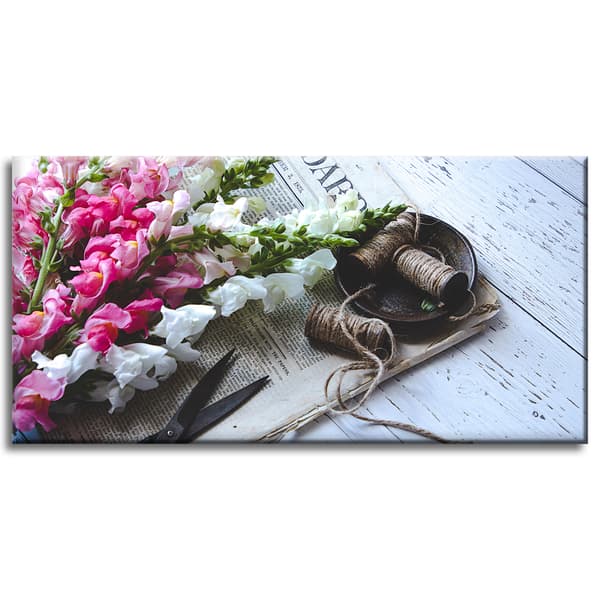 Lærredstryk Flora Snapdragons 80x40 cm Blomsterbuket