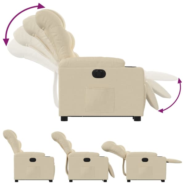 vidaXL Lyftbar massagefåtölj, elektrisk, vilstol, krämfärgad