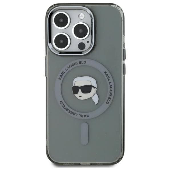 Karl Lagerfeld IML Metal Karl Head MagSafe-etui til iPhone 15 Pro Max, sort