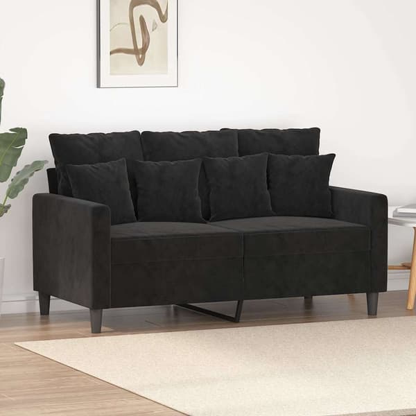 vidaXL 2-sitssoffa, svart, 120 cm, klädd i sammet