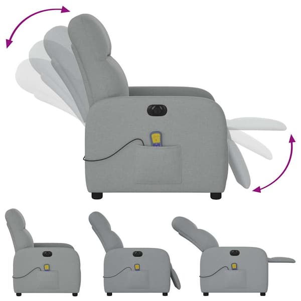 vidaXL Elektrisk massagefåtölj ljusgrå tyg