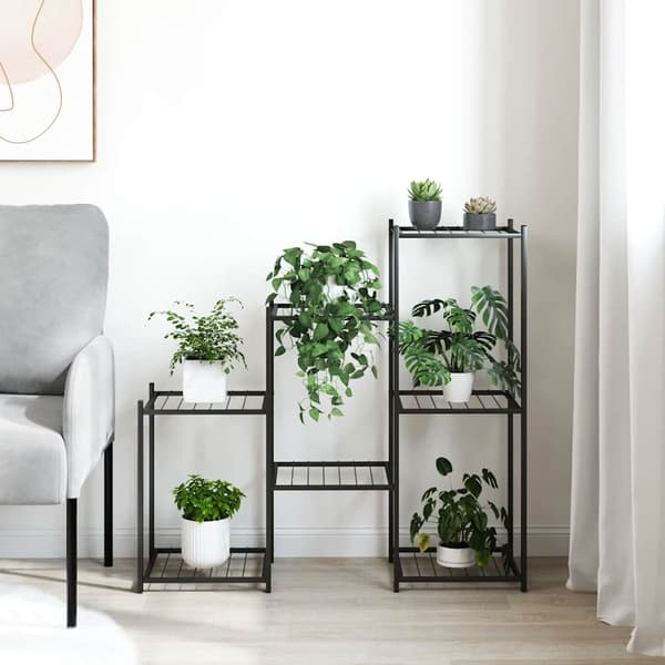 vidaXL Blomställ 83x25x80 cm svart järn