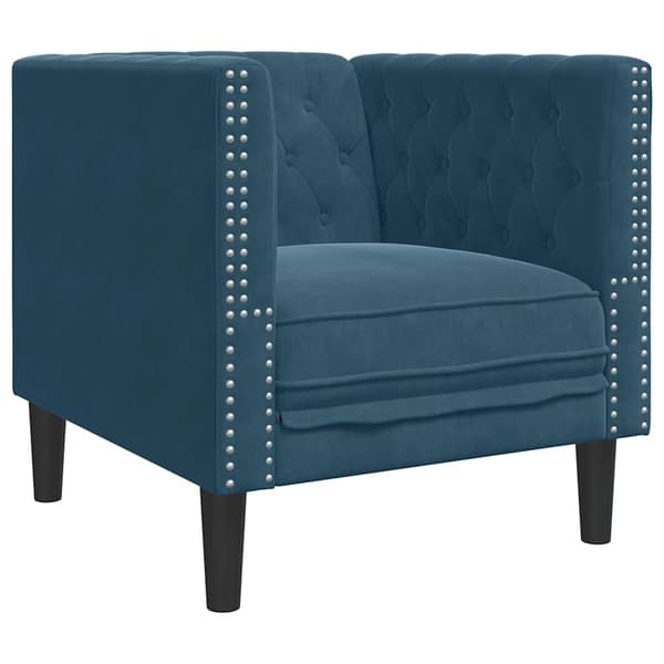 vidaXL Chesterfield-fåtölj, blå, klädd i sammet