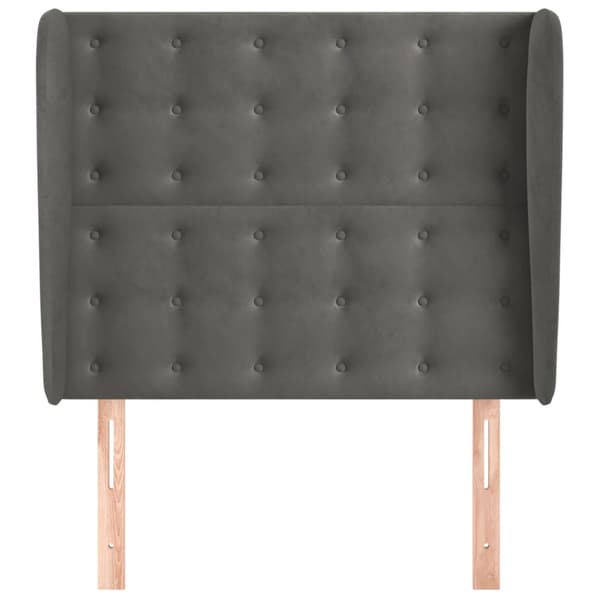 vidaXL Vingad sänggavel mörkgrå 93x23x118/128 cm sammet