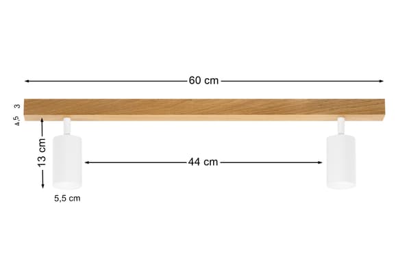 Moderne hvid lampe - 2 x GU10 - L=60 cm