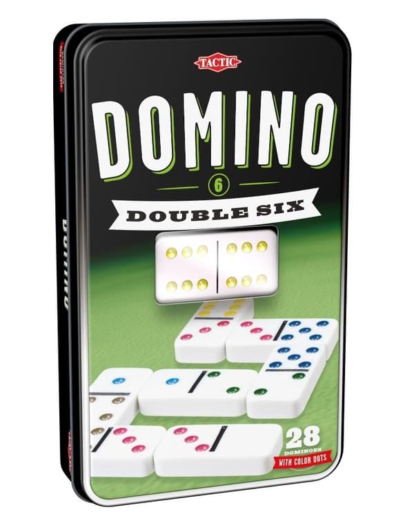 Klassiska dominobrickor på burk