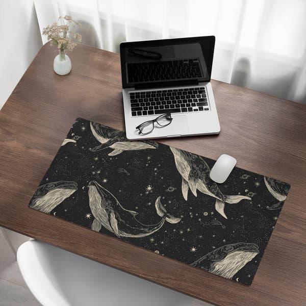 Skridsikker gaming musemåtte Whales in Space 90x45 cm