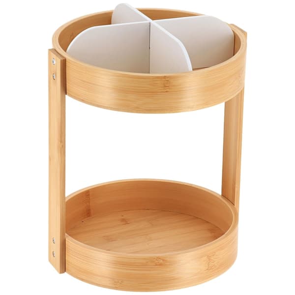 To-lags roterende bambusbakke, hvid