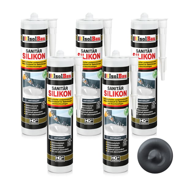 IsolBau Sanitær Silikone Antracit Sanitær Silikone 5 x 300ml