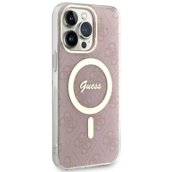 Guess IML 4G MagSafe-etui til iPhone 14 Pro Max, lyserød
