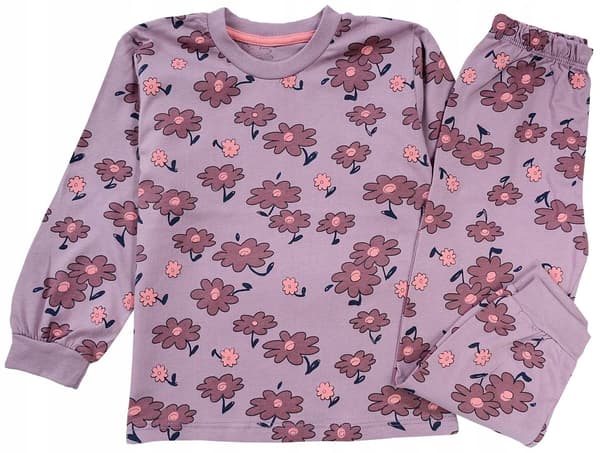 PYJAMASSET bomull LÅNGÄRMAT ​​lila BLOMMOR 3 år J201Z