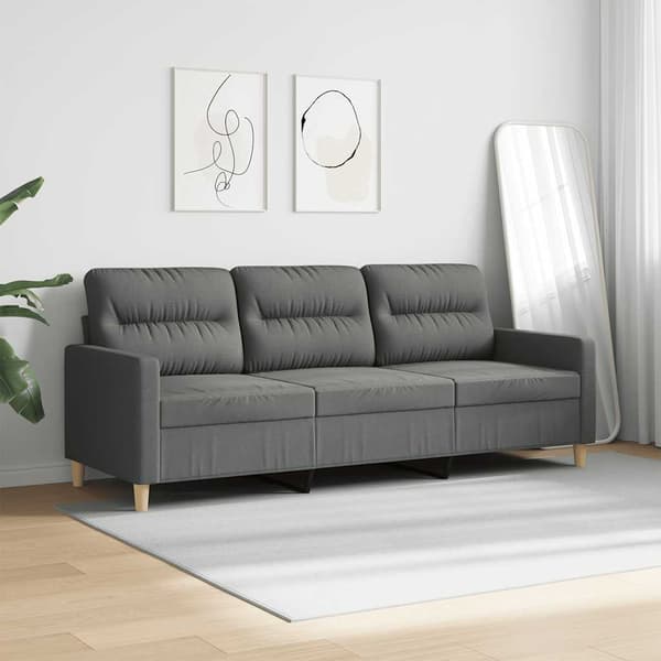 vidaXL 3-sitssoffa, mörkgrå, 180 cm, klädd i tyg