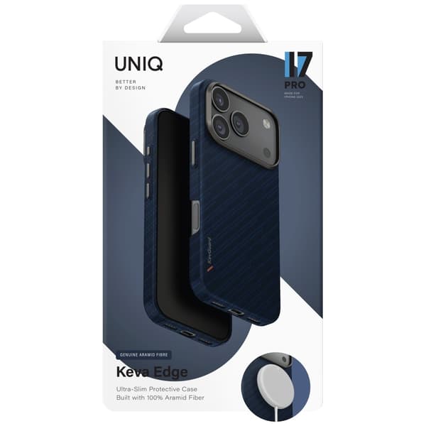 UNIQ Keva EDGE-cover til iPhone 17 Pro Magclick-opladning Blå