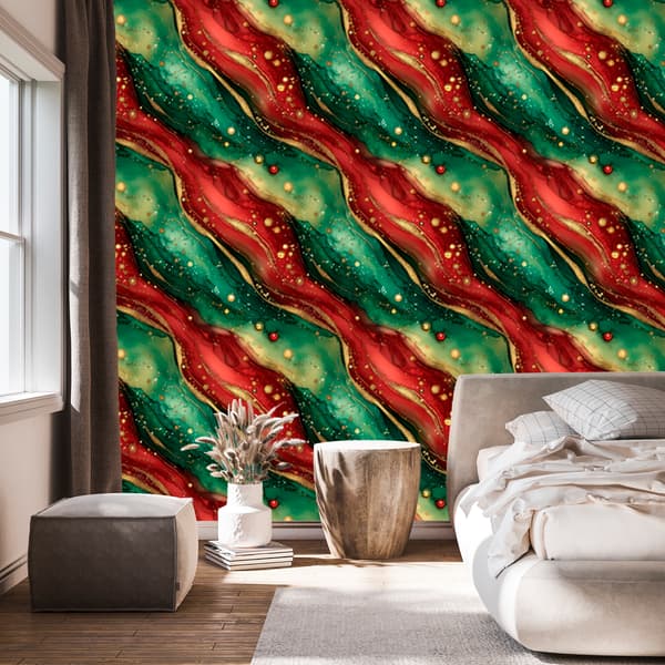 Mustetapetti Punainen, vihreä ja pullonvihreä 50x1000 cm