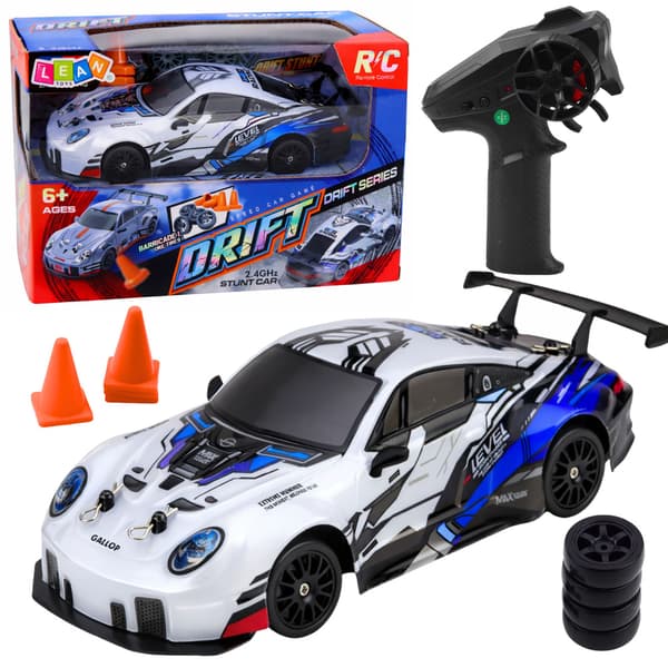 Fjärrstyrd driftbil RC utbytbara hjul 4WD blå 1:24