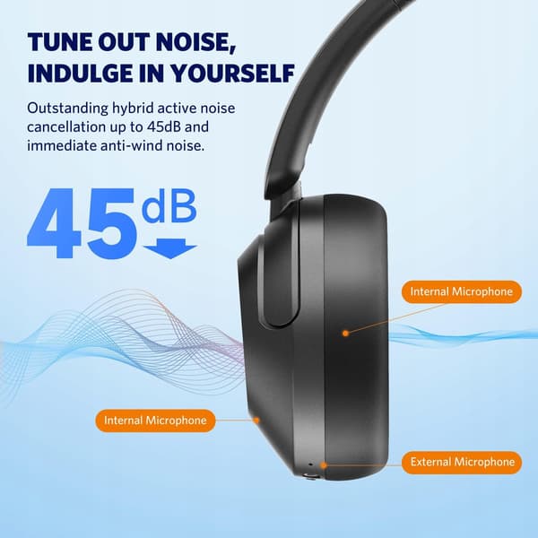 Earfun Wave PRO ANC langattomat Bluetooth-kuulokkeet mikrofonilla