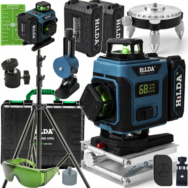 360° PLANLASERNIVÅ HILDA 4DPRO KRYSSLASERSTATIV 2,9M