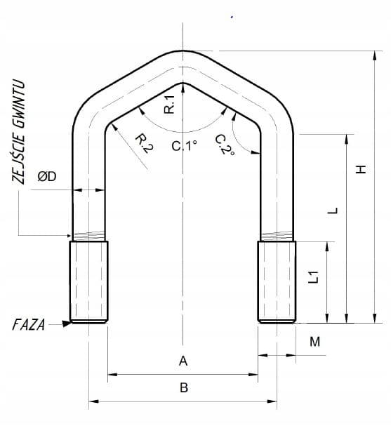 U-pultti tyyppi D M8x77 (2 1/2")
