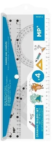 Sæt med geometriske dyr, 4 dele, i etui