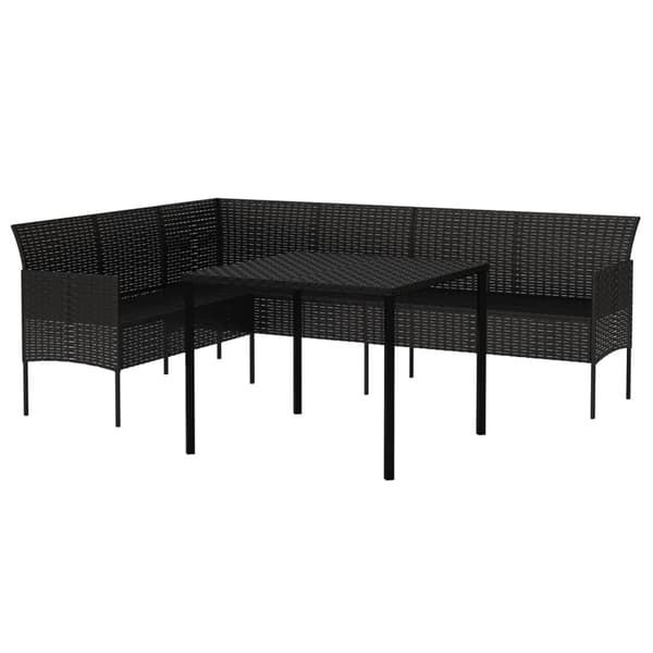 vidaXL havemøbelsæt med 2 dele og hynder, sort, polyrattan