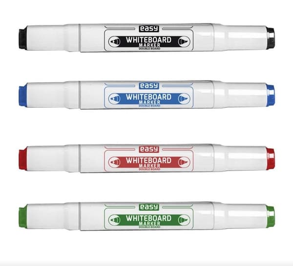 Dobbelt whiteboardmarker, 4 farver, EASY