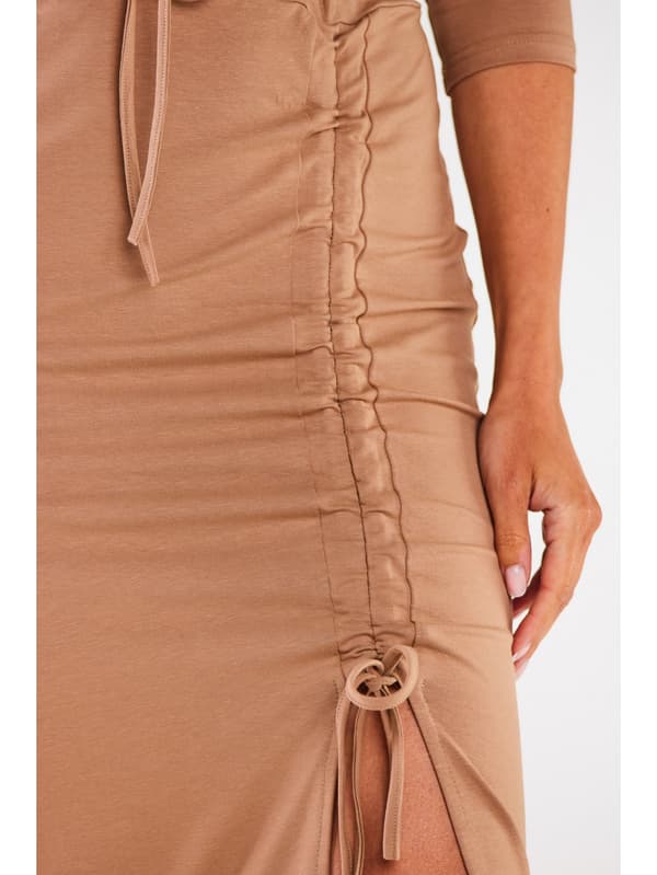 Bomullsmaxikjol, beige XL