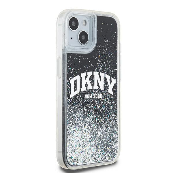 DKNY Liquid Glitter Big Logo-cover til iPhone 15 Plus, sort