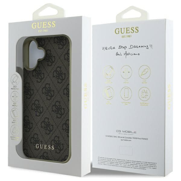 Guess 4G Charms Collection-etui til iPhone 16, brun