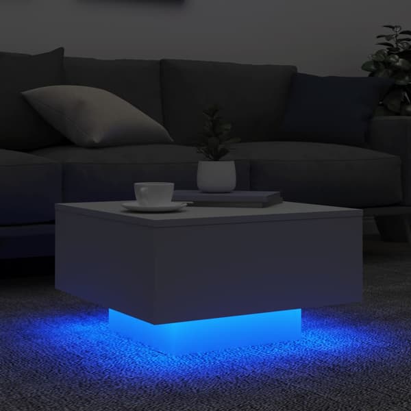 vidaXL LED-soffbord vitt 55x55x31 cm
