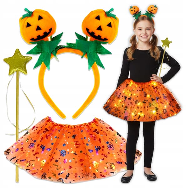 [pacza] græskarkostume til Halloween karneval nederdel pandebånd sløjfe H33